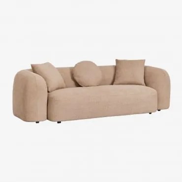 Sofá De 3 Lugares Em Chenille Coco Chenille Grossa Castanho Latte - Sklum