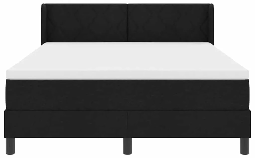 Cama Box com cabeceira Preto 140 x 200 cm Tecido e Espuma