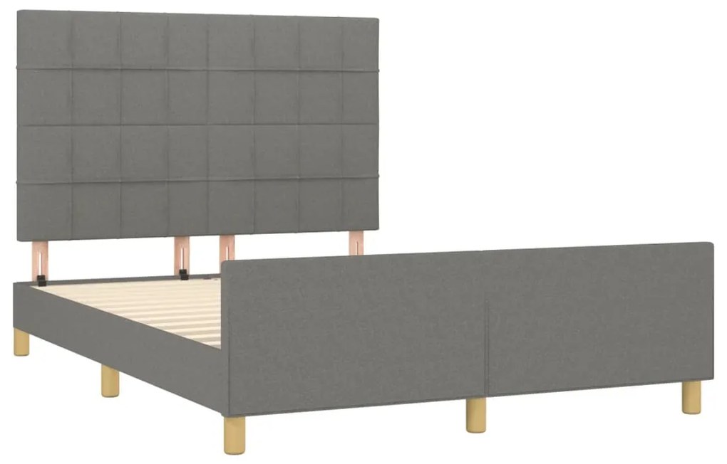 Estrutura de cama sem colchão 140x190 cm tecido cinzento-escuro