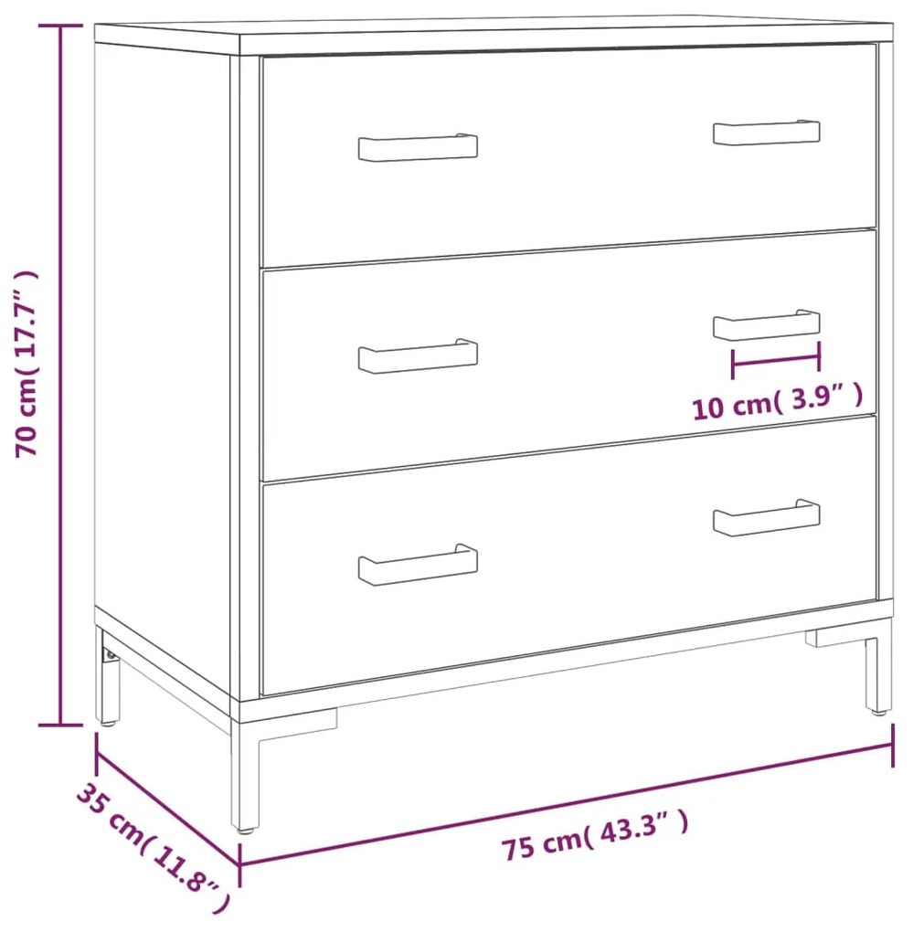 Cómoda 75x35x70 cm pinho maciço