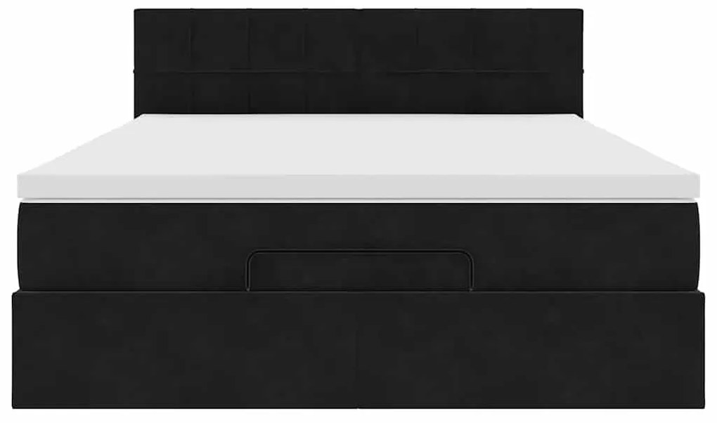Estrutura de cama otomana com colchão 140x190 cm veludo preto