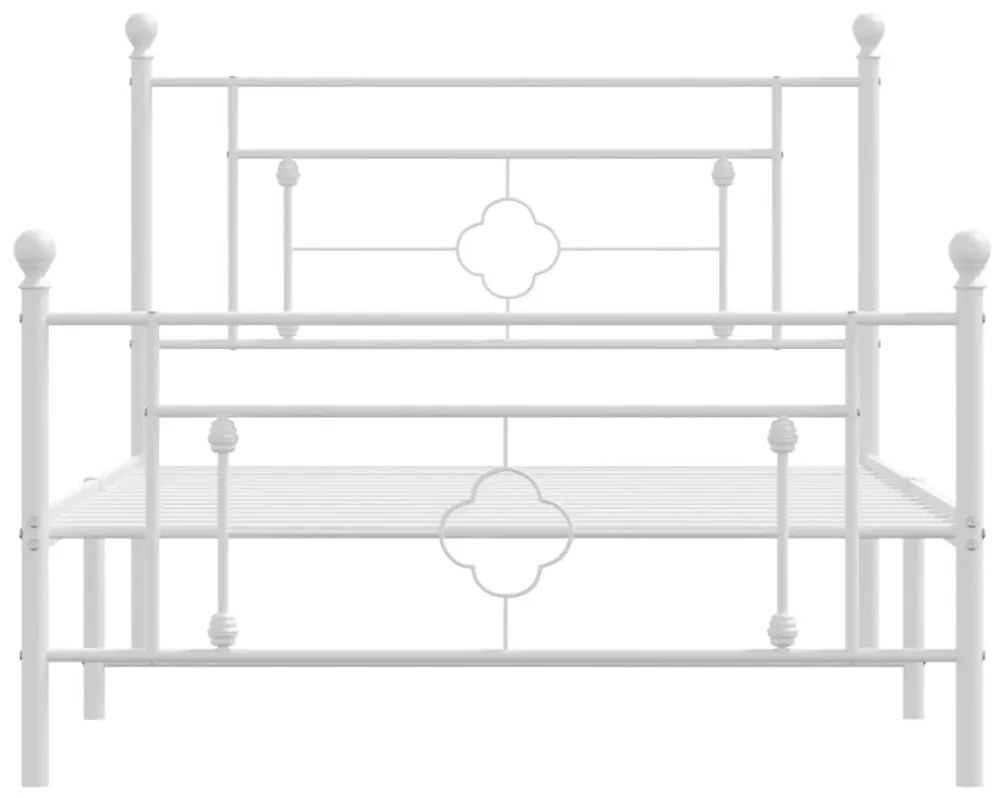 Estrutura de cama com cabeceira e pés 107x203 cm metal branco