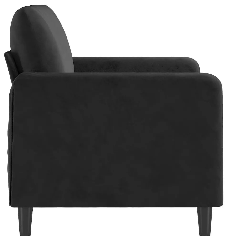 Sofá de 2 lugares veludo 120 cm preto