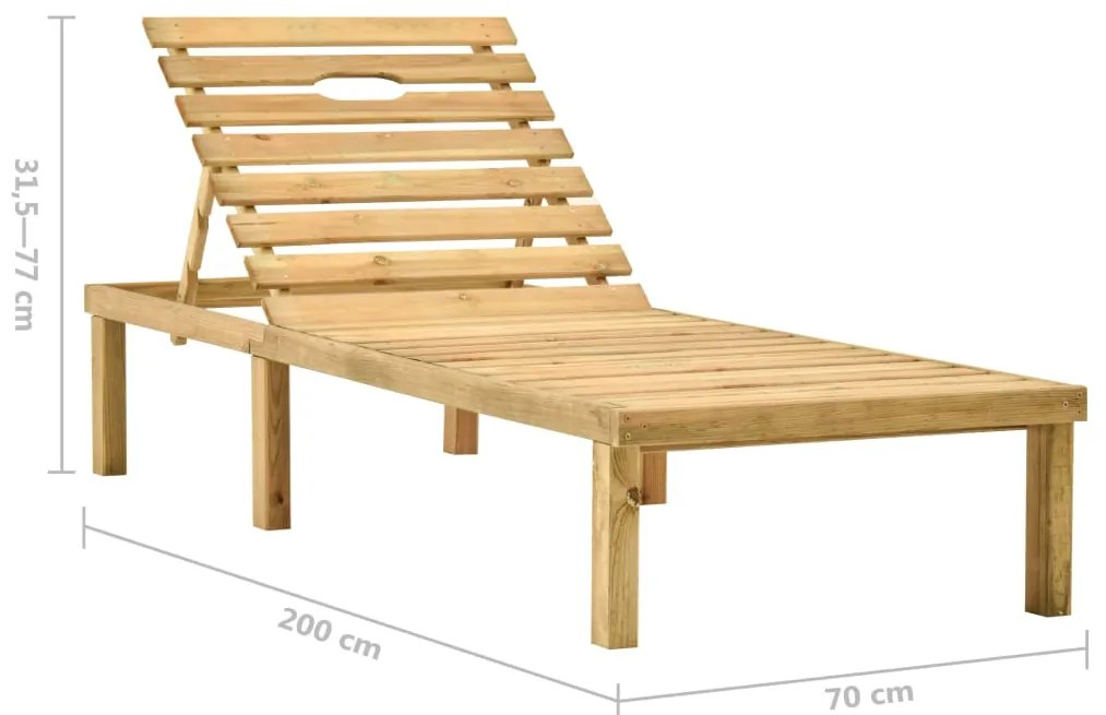 Espreguiçadeira de jardim com mesa e almofadão pinho impregnado