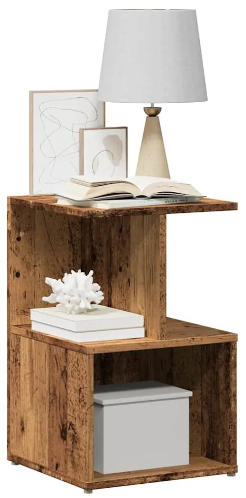 Mesa de cabeceira madeira velha 35x35x55 cm madeira trabalhada