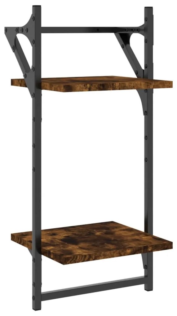 Estante 2 prateleiras c/ barras 2pcs 30x25x65cm carvalho sonoma