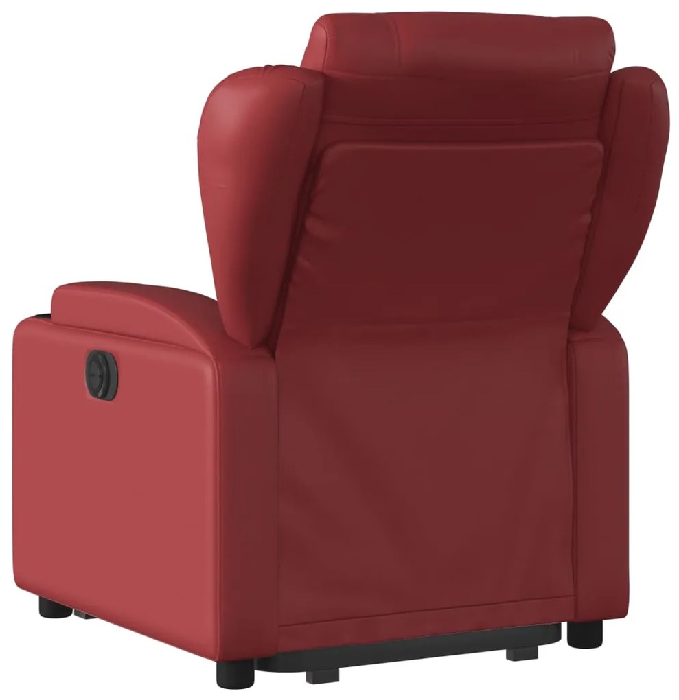 Poltrona reclinável elevatória couro artificial vermelho tinto