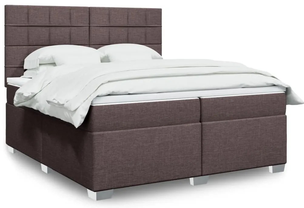 vidaXL Cama com molas/colchão 200x200 cm tecido castanho-escuro