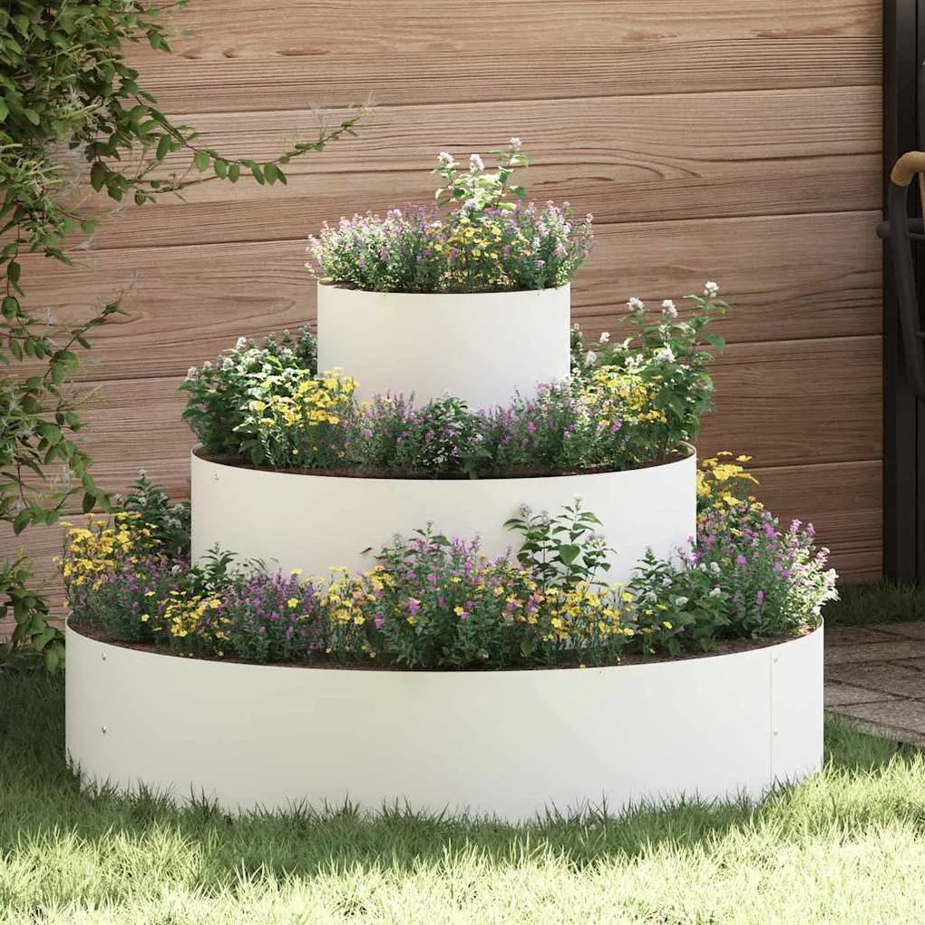 vidaXL Conjunto de Jardineiras em Aço Branco