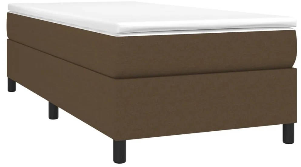 Estrutura de cama sem colchão 90x190 cm tecido castanho-escuro