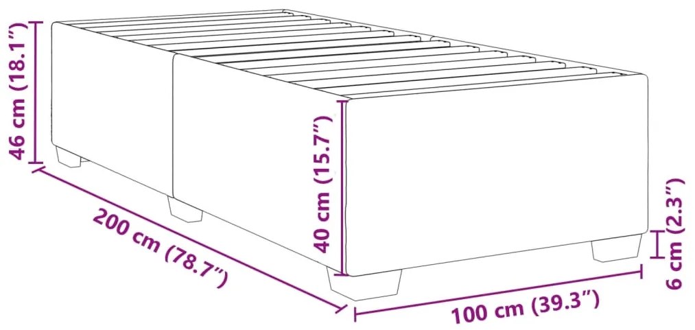 Estrutura de cama sem colchão 100x200 cm veludo cinzento-escuro