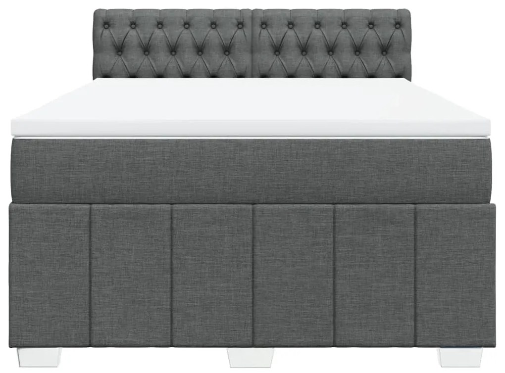 Cama com molas/colchão 160x200 cm tecido cinzento-escuro