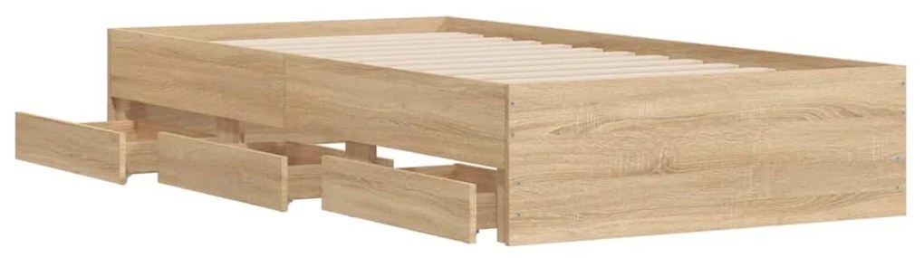 Estrutura de cama c/ gavetas derivados madeira carvalho sonoma