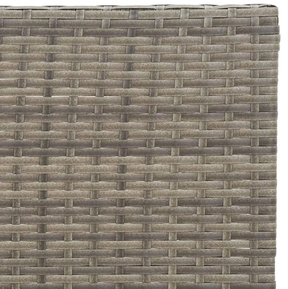 3 pcs conjunto de bistrô dobrável vime PE cinzento