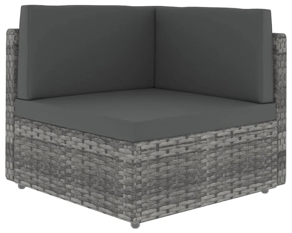 8 pcs conjunto lounge de jardim c/ almofadões vime PE cinzento