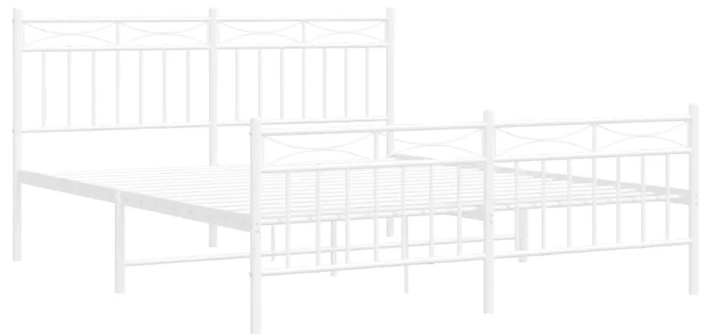 Estrutura de cama com cabeceira e pés 150x200 cm metal branco