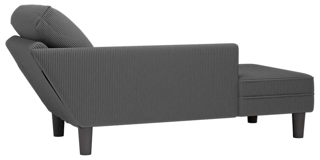 Chaise lounge com almofada tecido corduroy cinzento escuro