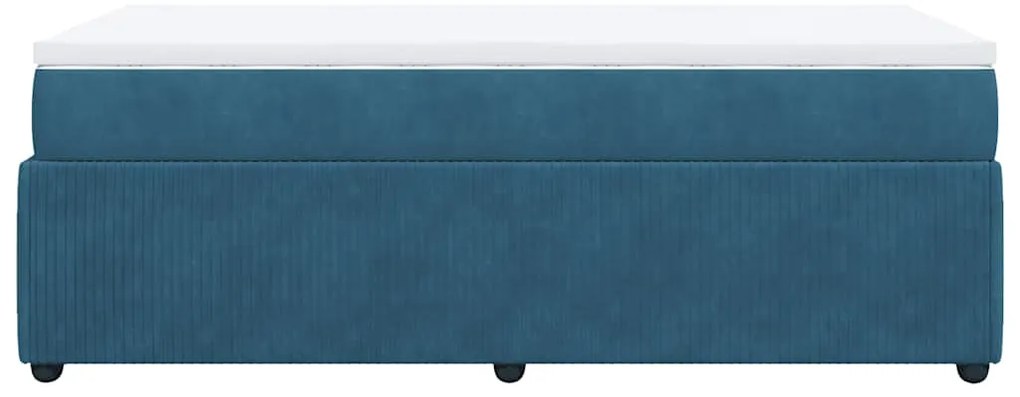 Cama com molas/colchão 100x200 cm veludo azul-escuro