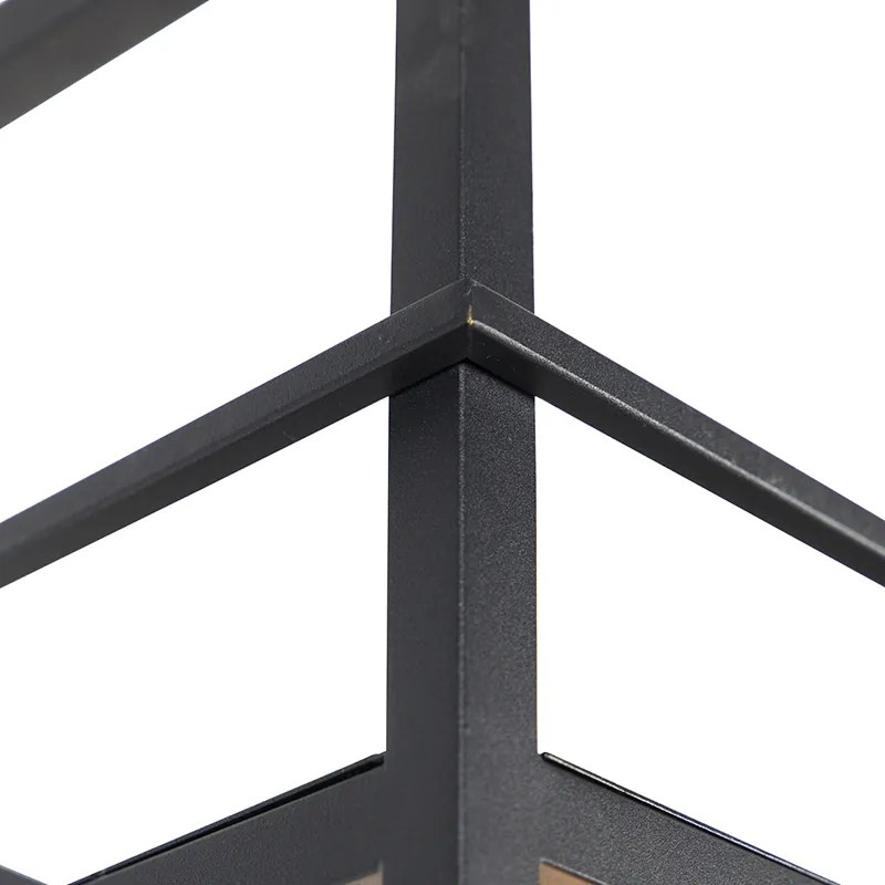 Candeeiro de suspensão industrial preto com prateleira grande 4 luzes - Cage Rack Industrial