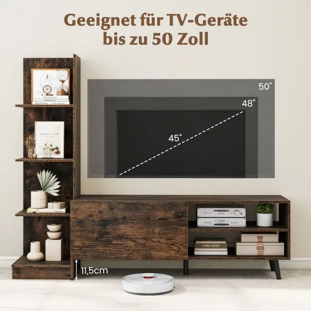 Movel de televisão para TVs de até 50 polegadas, com estante e prateleira ajustável para café