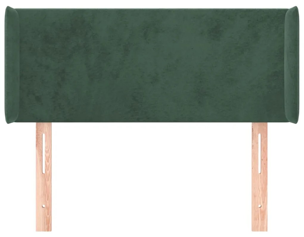 Cabeceira de cama c/ abas veludo 103x16x78/88cm verde-escuro