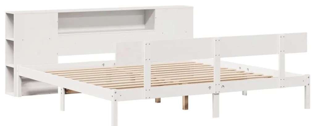 Cama com estante sem colchão 180x200 cm pinho maciço branco