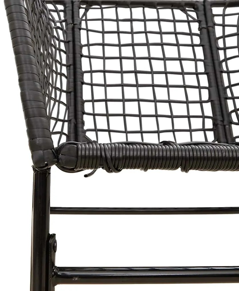 Conjunto de jantar jardim 5 peças vidro vime PE preto