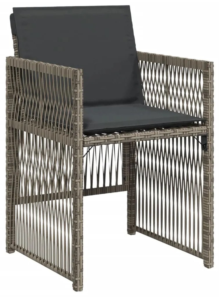 Cadeiras de jardim com almofadões 4 pcs vime PE cinzento