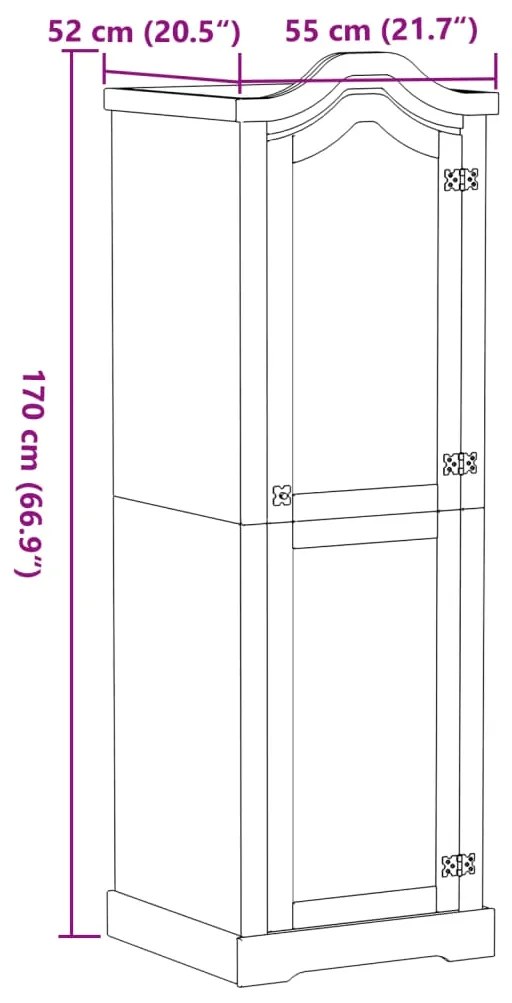 Roupeiro Corona 55x52x170 cm madeira de pinho maciça