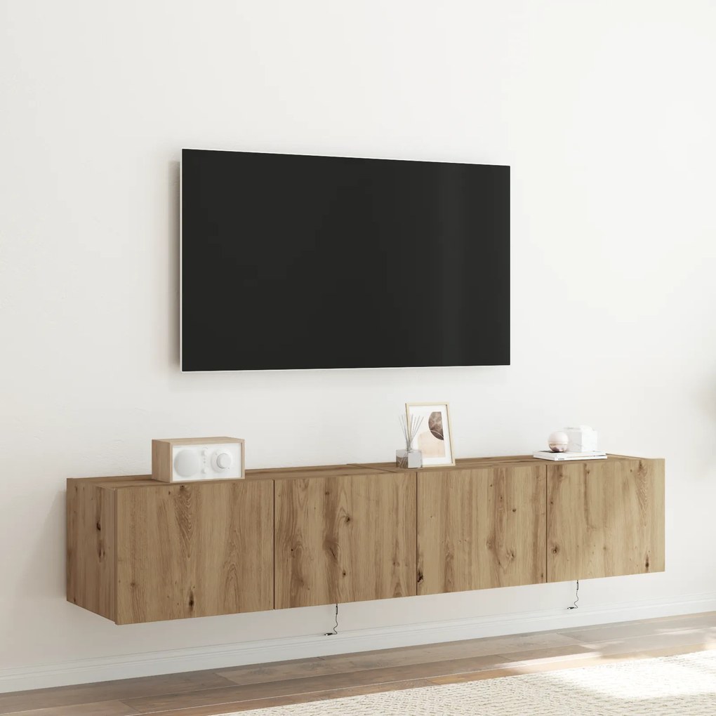 Armários de TV vidaXL com luzes LED 2 pcs Carvalho Artesanal 80x35x31 cm