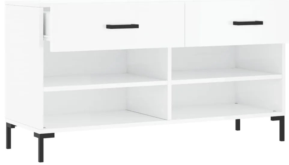 Banco sapateira 102x35x55 cm derivados madeira branco brilhante