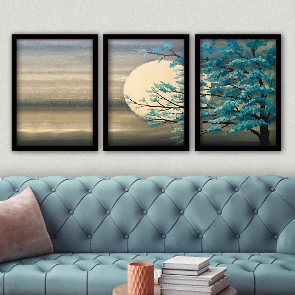 Pintura Decorativa em Moldura 3SC189 – Multicolor – 35 x 45 cm (3 Peça