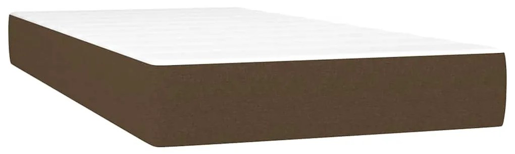Cama box spring c/ colchão/LED 120x190cm tecido castanho-escuro