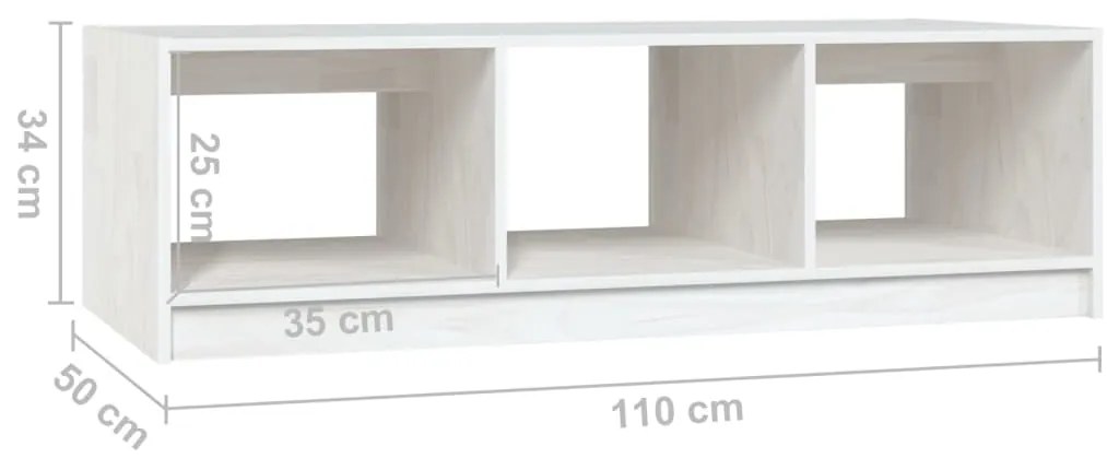 Mesa de centro 110x50x34 cm madeira de pinho maciça branco