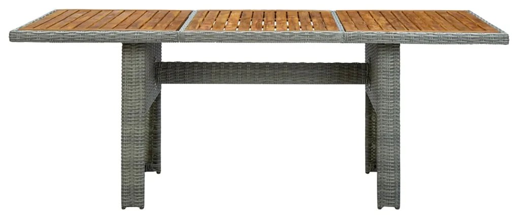 7 pcs conj. jantar exterior + almofadões vime PE cinzento-claro