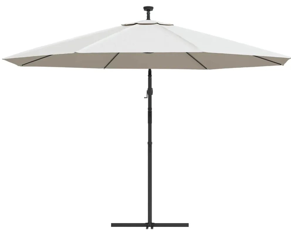 Guarda-sol cantilever c/ luzes LED e poste metal 350 cm areia
