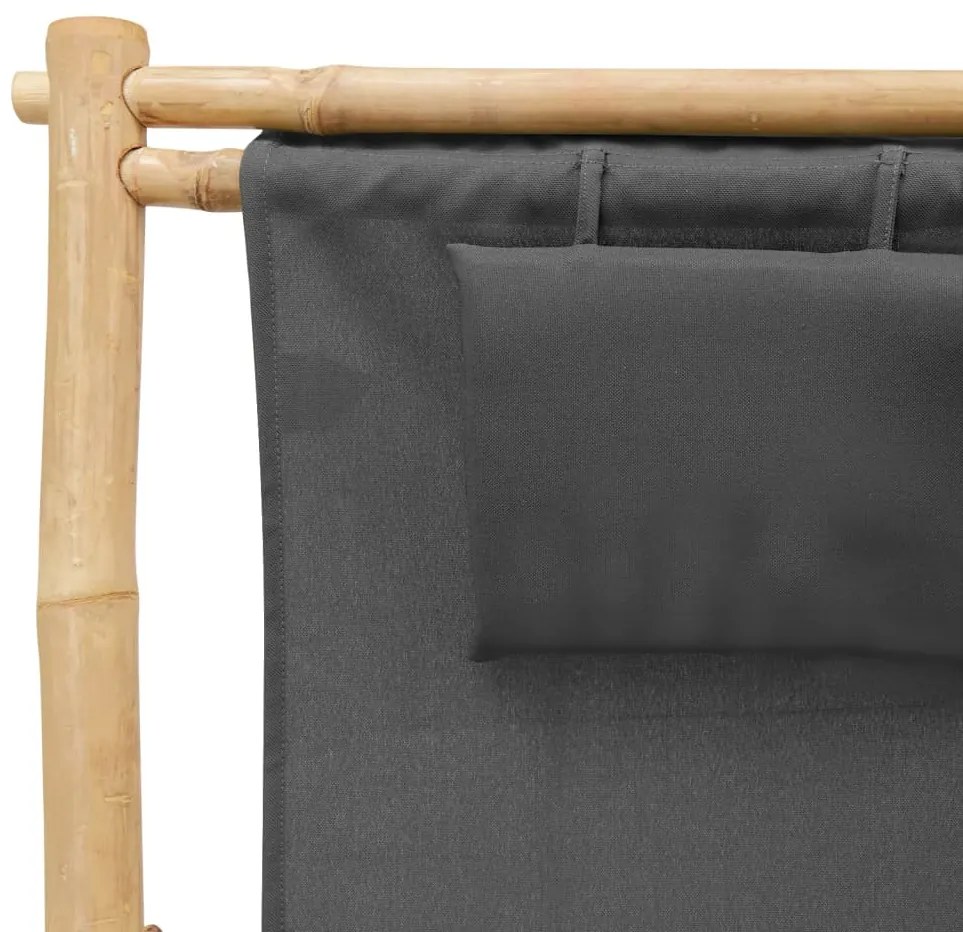 Cadeira de terraço de bambu e lona cinzento-escuro