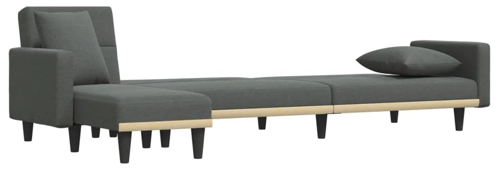 Sofá-cama em forma de L 275x140x70 cm tecido cinzento-escuro