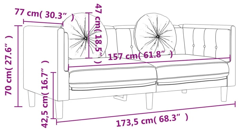 3 pcs conjunto de sofás com almofadas veludo cinzento-claro