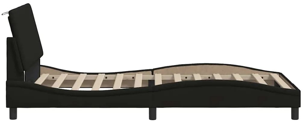 Estrutura de cama sem colchão 100x200 cm tecido preto