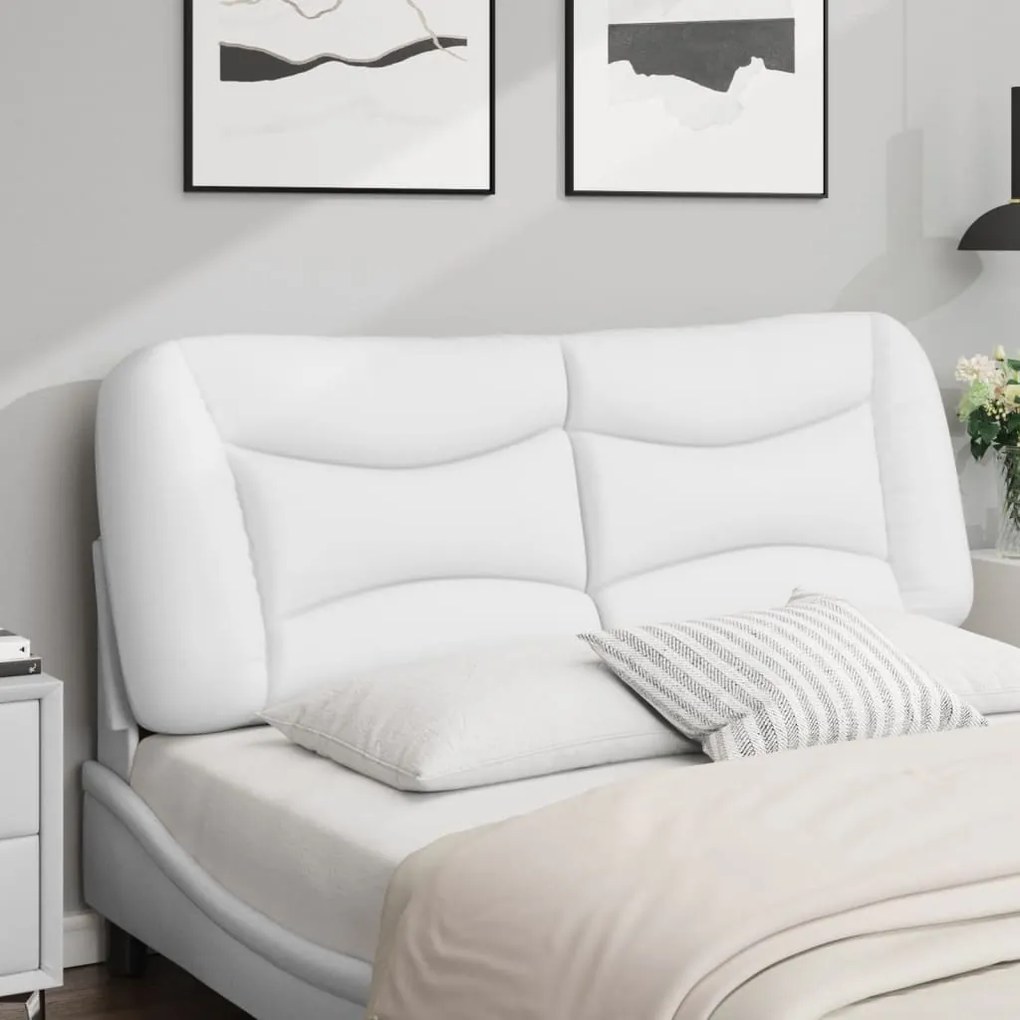 Almofadão de cabeceira 140 cm couro artificial branco