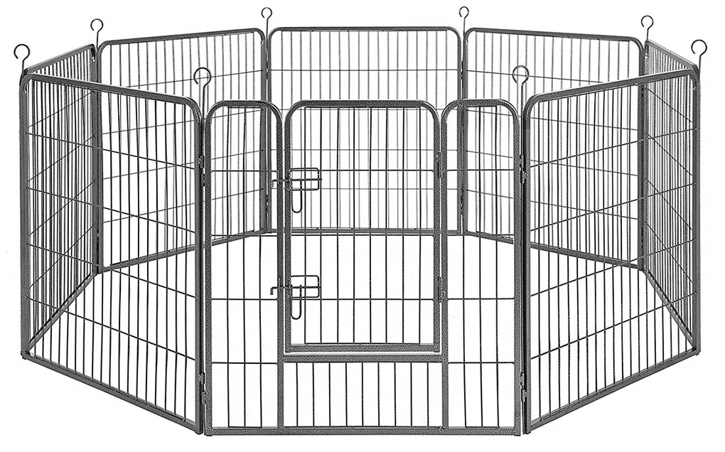 FEANDREA cercadinho para animais de estimação de 8 painéis, gaiola de ferro para cães, cerca resistente para animais de estimação, caneta para filhotes de cachorro, dobrável e portátil, 77 x 80 cm, cinza PPK88G