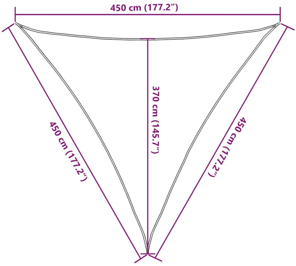 Para-sol estilo vela triangular 160 g/m² 4,5x4,5x4,5m PEAD azul