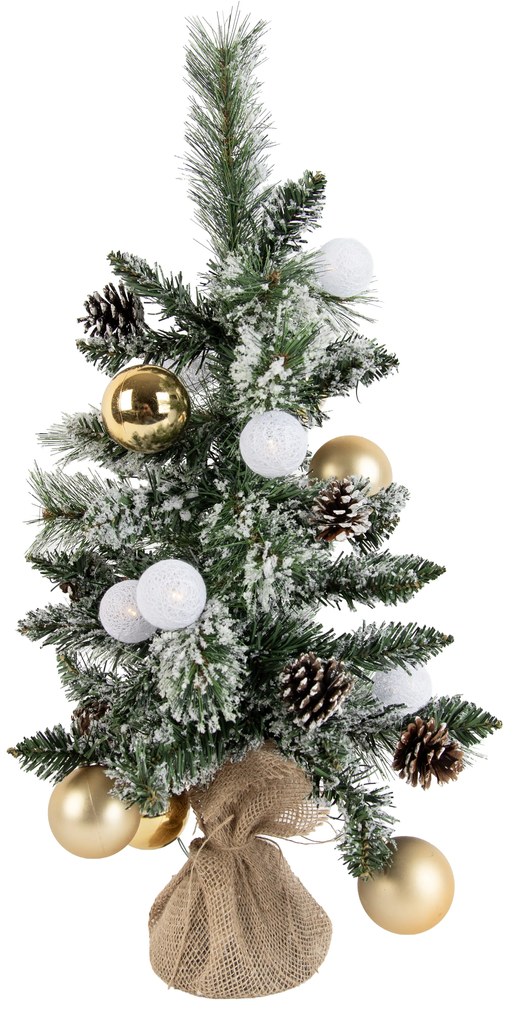 Árvore de Natal branca com dourado 60cm Incl. LED com temporizador - Jack