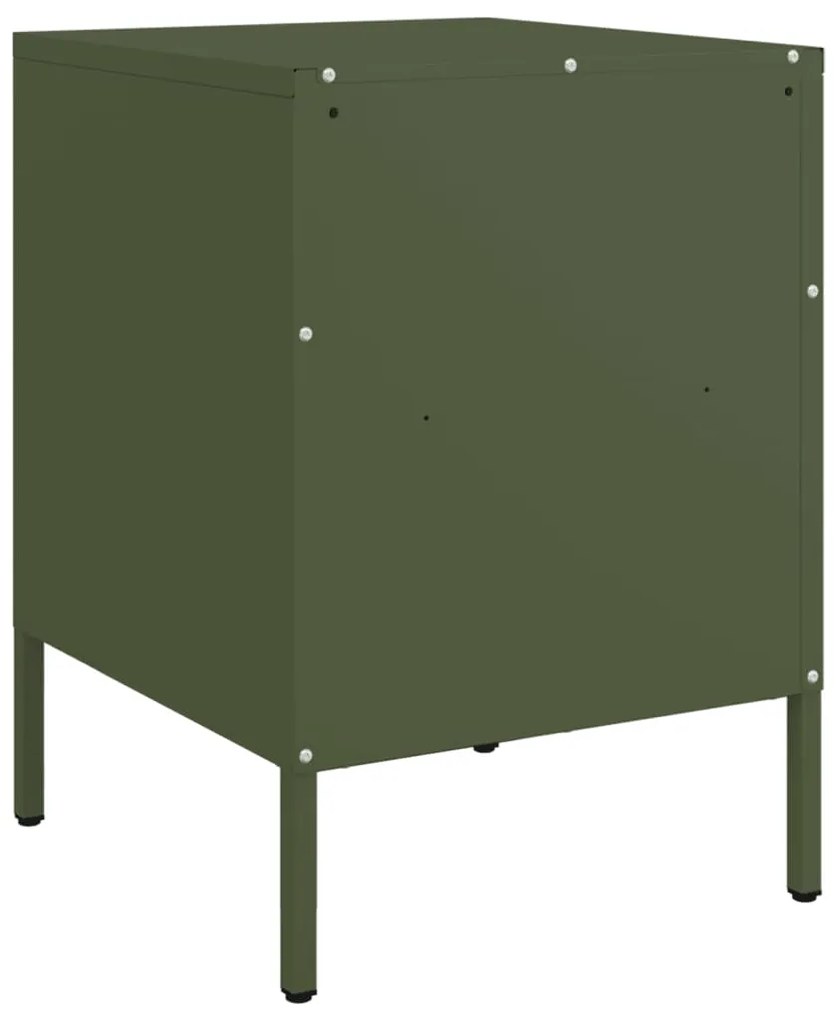 Mesas de cabeceira 2 pcs 36x39x50,5 cm aço verde azeitona