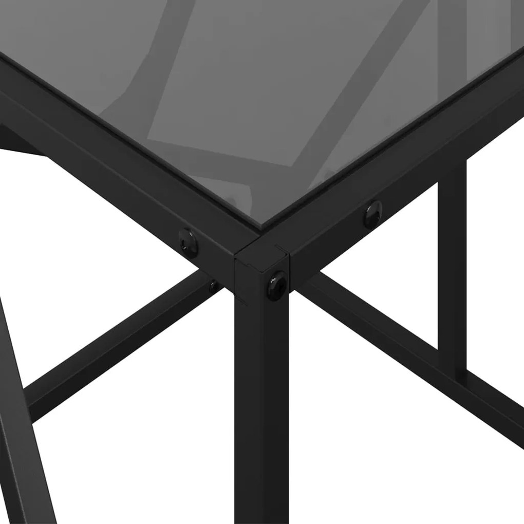Mesa de centro com topo em vidro preto 98,5x50x41 cm aço