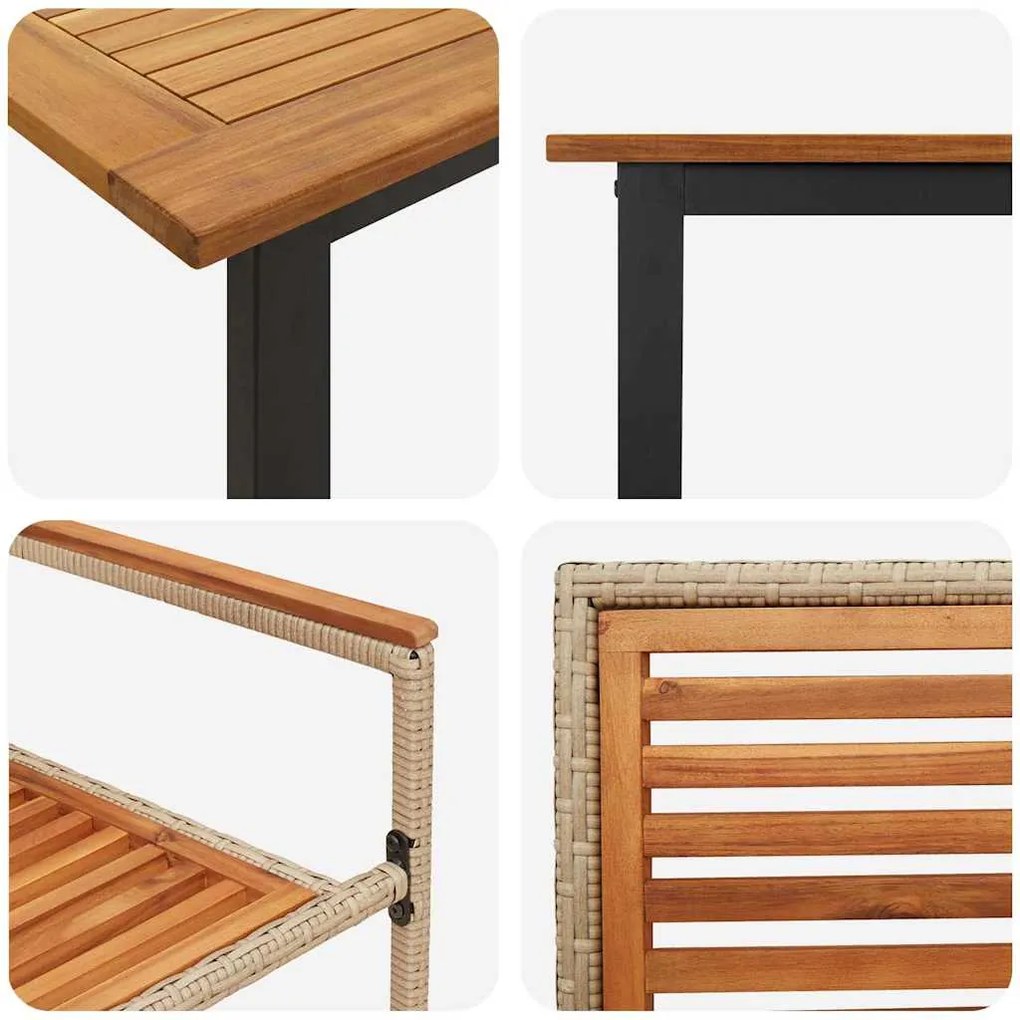 Conjunto de Jantar para Jardim 9 pcs Bege 200 x 90 x 75 cm