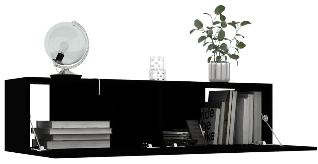 Móvel de TV 120x30x30 cm derivados de madeira preto