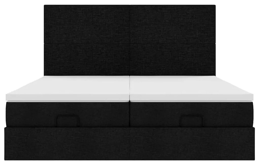 63 / 5,000vidaXL Estrutura de cama otomana com colchões tecido preto