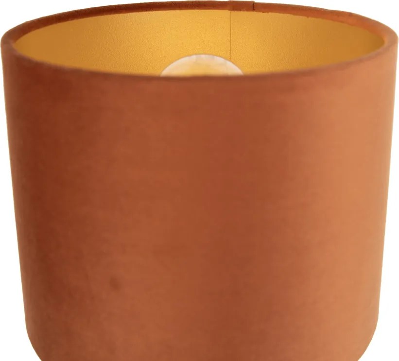 Candeeiro de Parede Preto com Braço Flexível e Abajur Laranja com Interior Dourado 18cm - Brescia Combi